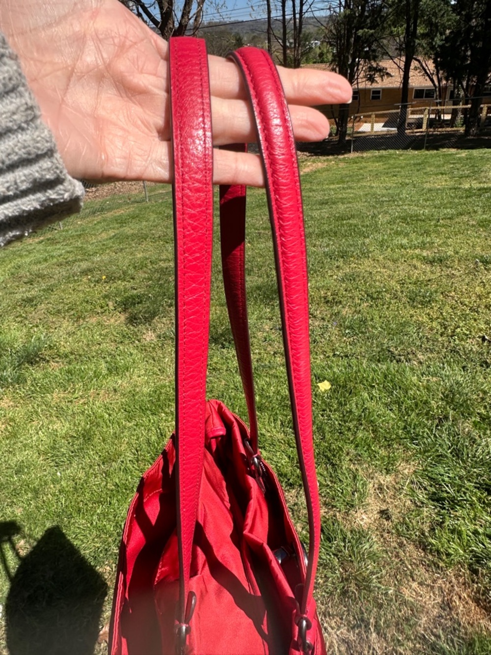 Coach Nylon & Leather Turnlock Tote Red F57903 2017 Large Shoulder Bag - Picture 9 of 13